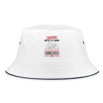 Cool Artist Warning Artist At Work Painter Gift - Bucket Hat - Weiß/Navy - Vorne