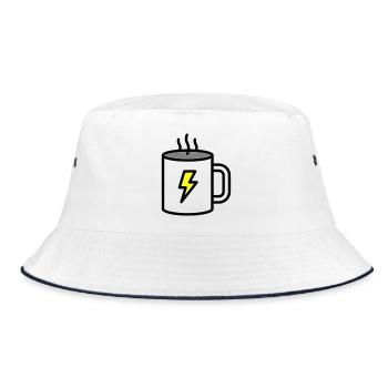 Starker Kaffee Tasse Strom - Bucket Hat - Weiß/Navy - Vorne