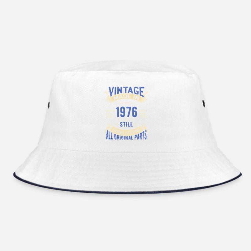 Vintage 1976 läuft immer noch stark - Bucket Hat - Weiß/Navy