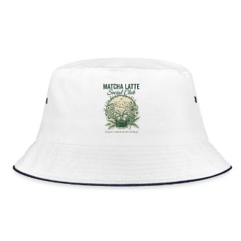 Matcha Latte Social Club Green Tea Matcha Lover - Bucket Hat - white/navy - Front