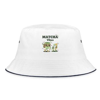 Matcha Vibes Green Tea Groove Matcha Tea - Bucket Hat - white/navy - Front