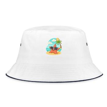 Sonnenstern Strandspaß - Bucket Hat - Weiß/Navy - Vorne