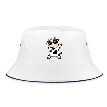 Cow, Dabbing, Calf, Farm Animal, Cute Cow - Bucket Hat - white/navy - Front