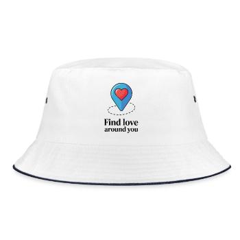 Heart Pin Find Love Nearby - Bucket Hat - white/navy - Front
