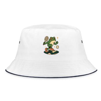Frosch Tennis auf Court - Bucket Hat - Weiß/Navy - Vorne