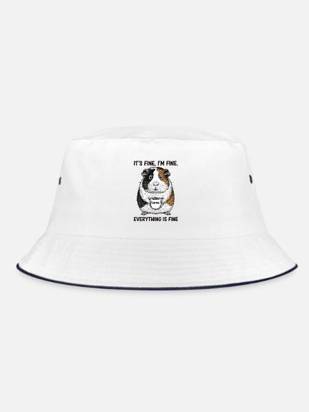 Its Fine Im Fine Coffee Guinea Pig - Bucket Hat - white/navy - Front