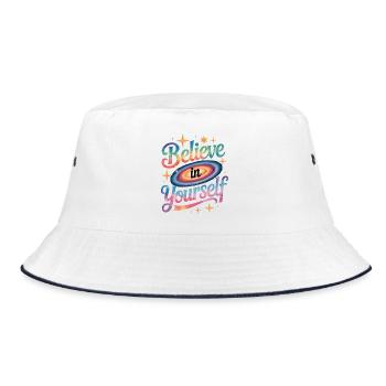 Believe in Yourself - Galaxy - Bucket Hat - Weiß/Navy - Vorne