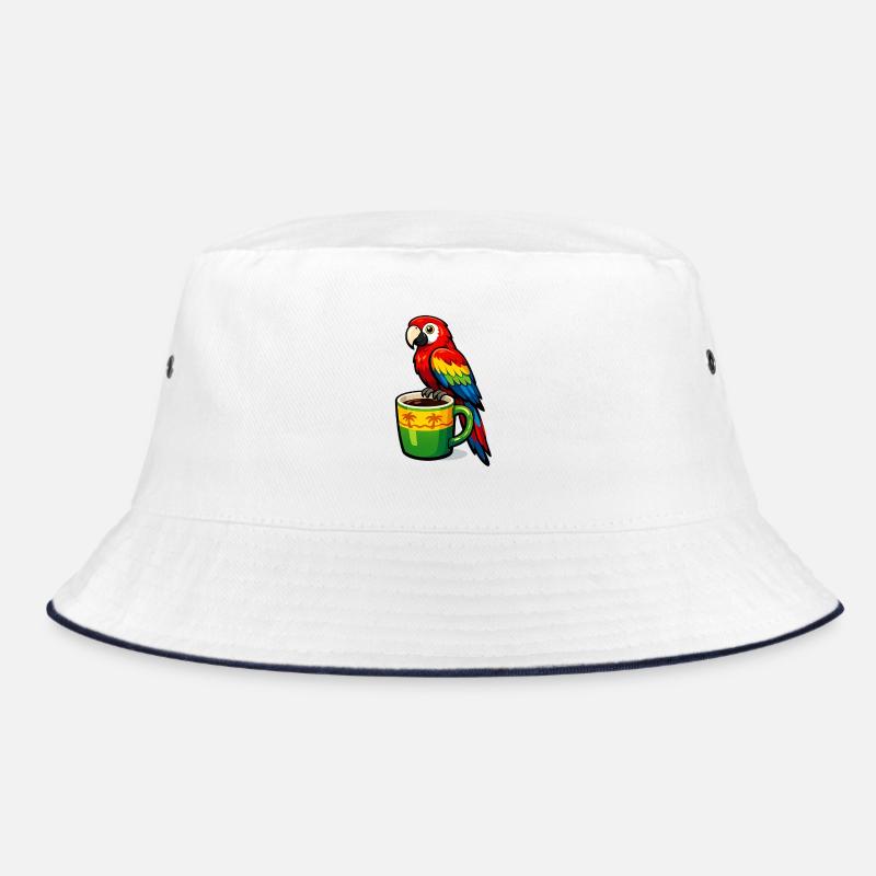 Tropical parrot on a coffee mug Bucket Hat