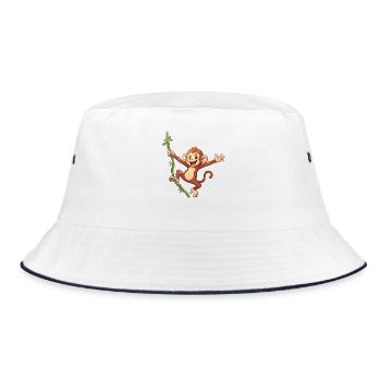 Monkey Liana Jumping - Bucket Hat - white/navy - Front