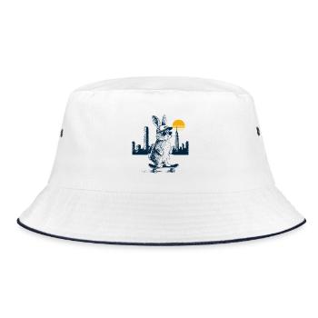 Skater Häschen - Bucket Hat - Weiß/Navy - Vorne