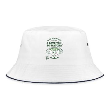 Matcha Magic I Love You So Matcha Green Tea - Bucket Hat - Weiß/Navy - Vorne