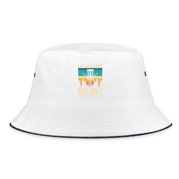 Disc Golf – Das Leben ist ein Spiel Discgolf ist ernst - Bucket Hat - Weiß/Navy - Vorne