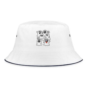 Süße Halloween Geister - Lustiges Spuk Outfit - Bucket Hat - Weiß/Navy - Vorne