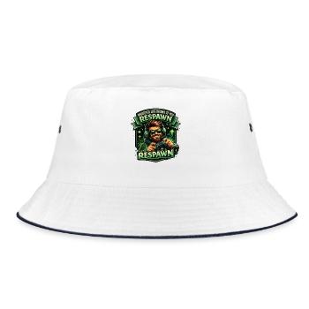 Respawn Gaming Theme Reboot Humor Motivation - Bucket Hat - white/navy - Front