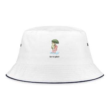 Born to splash – Cool frog in the rain - Bucket Hat - white/navy - Front