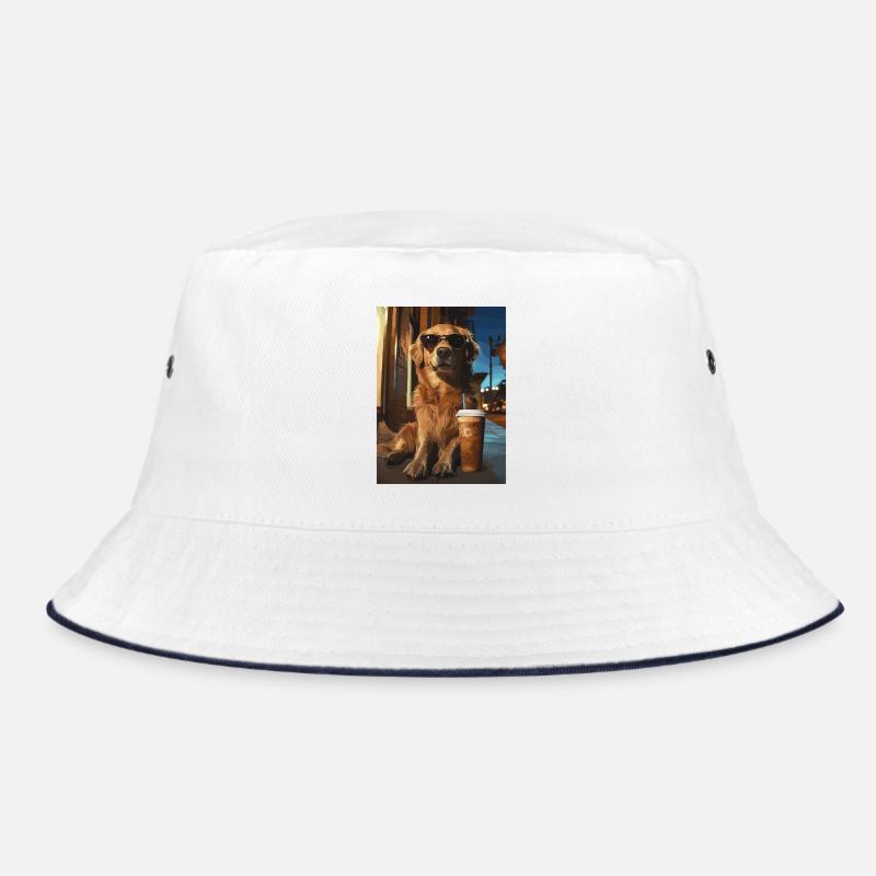 Golden Retriever mit Eiskaffee Bucket Hat