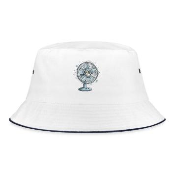 Grimmiger Ventilator Cartoon - Bucket Hat - Weiß/Navy - Vorne