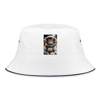 Space cat in astronaut suit - Bucket Hat - white/navy - Front
