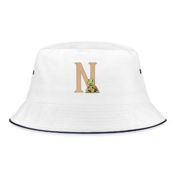 N with Turtle Cartoon - Bucket Hat - white/navy - Front