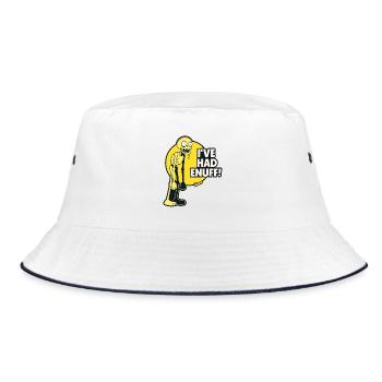 Skelett Spruch Genug Jetzt - Bucket Hat - Weiß/Navy - Vorne