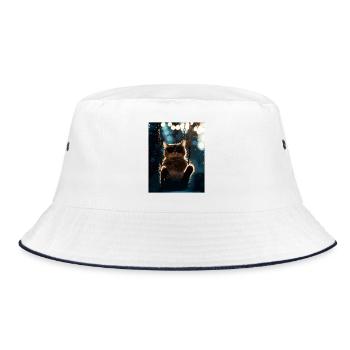 Katzenswing im Nachtlicht - Bucket Hat - Weiß/Navy - Vorne