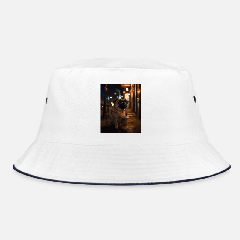 Mops mit Sonnenbrille und Eiskaffee Bucket Hat