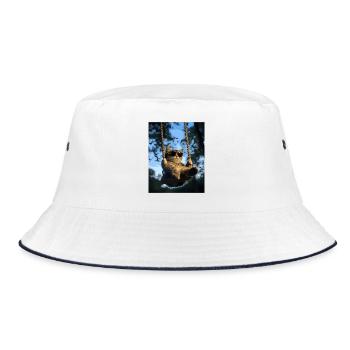 Cat swinging in the sunlight - Bucket Hat - white/navy - Front