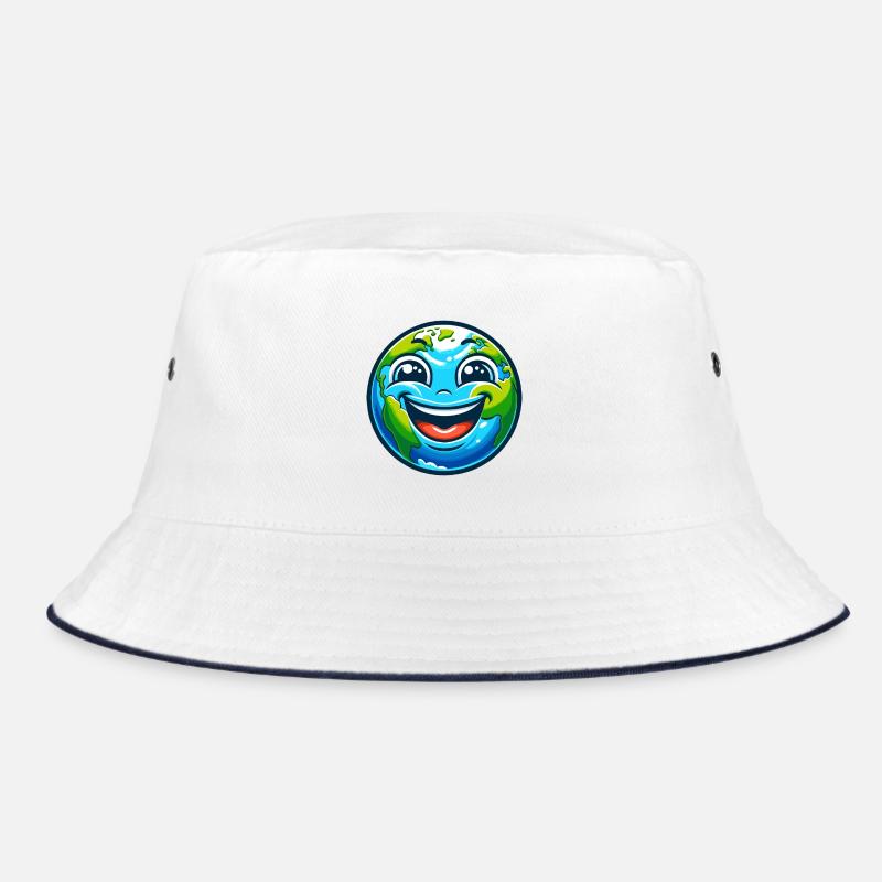 Fröhliche Erde Cartoon Bucket Hat