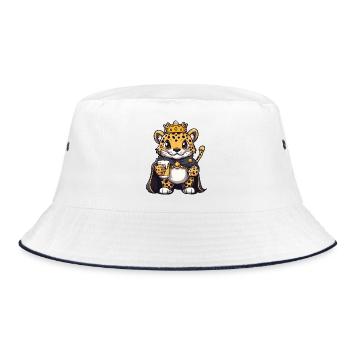 Leopard Beer King - Bucket Hat - white/navy - Front