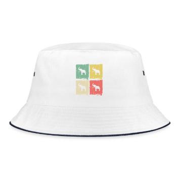 Elefant Quadri Pastell Muster - Bucket Hat - Weiß/Navy - Vorne