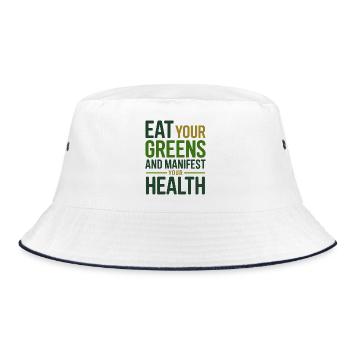 Naturopath Eat Your Greens Manifest Health Pro  - Bucket Hat - white/navy - Front