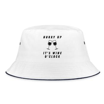 Hurry up, it's wine o'clock - Bucket Hat - white/navy - Front