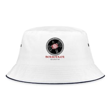 Berserker Bär – Wikinger Krieger aus Valhalla - Bucket Hat - Weiß/Navy - Vorne