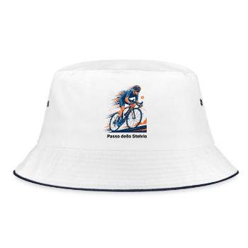 Passo Dello Stelvio Cyclist Sprint Neon Motion - Bucket Hat - Weiß/Navy - Vorne
