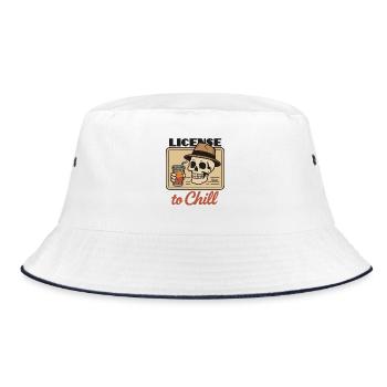 Totenkopf Ausweis mit License to Chill - Bucket Hat - Weiß/Navy - Vorne