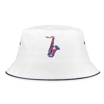 Neon-Saxophon Farbspektrum - Bucket Hat - Weiß/Navy - Vorne