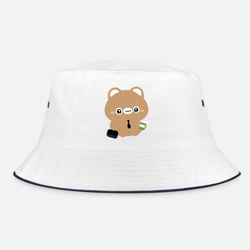 Tired Kawaii Bear with Coffee  Bucket Hat