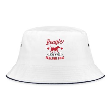 Beagle And Wine Feeling Fine Dog Lover Design - Bucket Hat - white/navy - Front