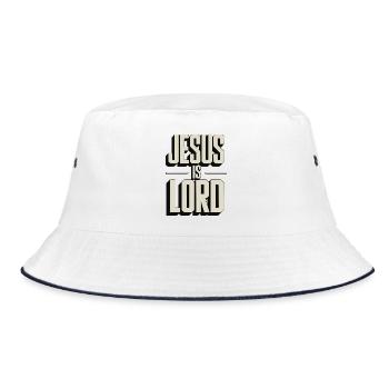 Jesus Is Lord - Christliches Typo Design - Bucket Hat - Weiß/Navy - Vorne