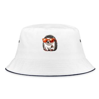 Hedgehog with sunglasses Hedgehog Sarcasm Animal lover - Bucket Hat - white/navy - Front