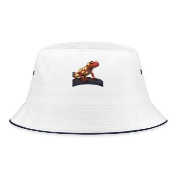 Neon Echse auf Felsen - Buntes Tier Design - Bucket Hat - Weiß/Navy - Vorne