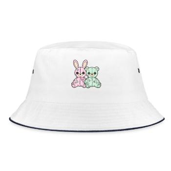 Goth Bunny Horror Rabbit Gothic Creepy Creepy - Bucket Hat - white/navy - Front