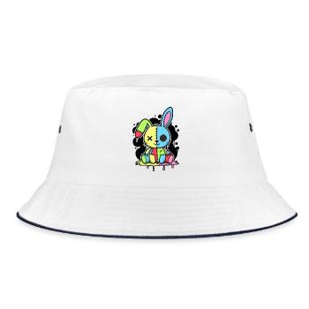 Goth Bunny Horror Rabbit Gothic Creepy Creepy - Bucket Hat - white/navy - Front