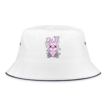 Goth Bunny Horror Rabbit Gothic Creepy Creepy - Bucket Hat - white/navy - Front