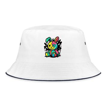 Goth Bunny Horror Rabbit Gothic Creepy Creepy - Bucket Hat - white/navy - Front