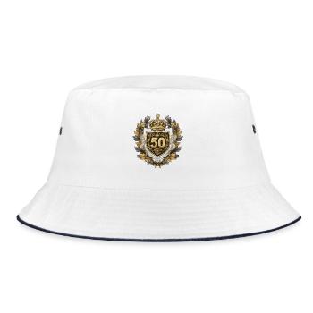 50 Zahl Wappen - Bucket Hat - Weiß/Navy - Vorne