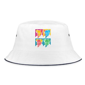 Schopenhauer Pop-Art Portrait Block - Bucket Hat - white/navy - Front