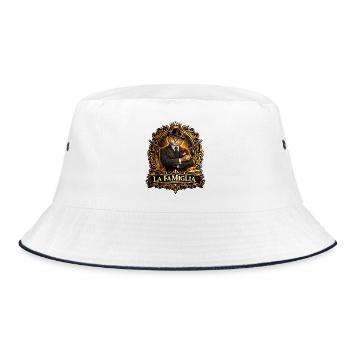 La Famiglia Mafioso Katze - Bucket Hat - Weiß/Navy - Vorne