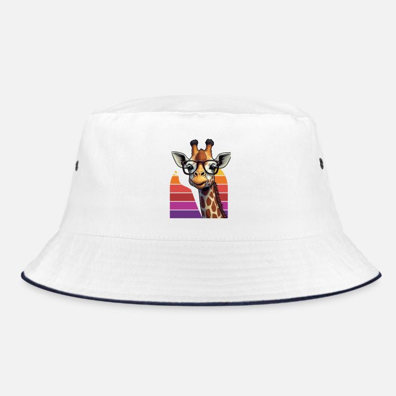 Lustige Giraffe mit Brille Retro Sunset Bucket Hat