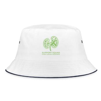 Nierenbewusstsein-Kleeblattband - Bucket Hat - Weiß/Navy - Vorne